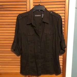 Liz Claiborne Linen Heavyweight button front shirt